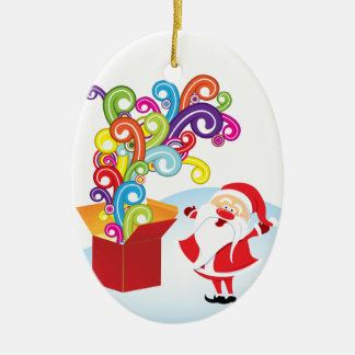Belle Santa Claus Et Boîte Cadeau Ornement de Noël