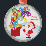 Belle Santa Claus Et Boîte Cadeau Ornement de Noël<br><div class="desc">Mignons Père Noël Et Boîte Cadeau Décor De Noël.</div>