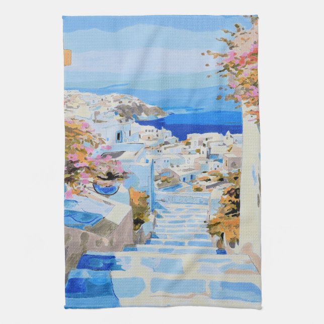 Belle serviette de cuisine grecque (Vertical)