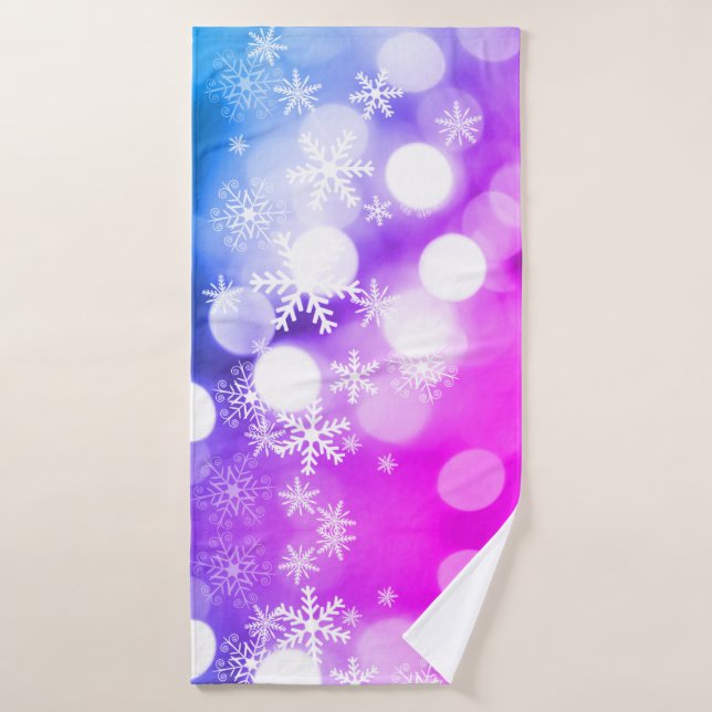 Belle serviette de Noël avec des flocons de neige (Serviette de bain)