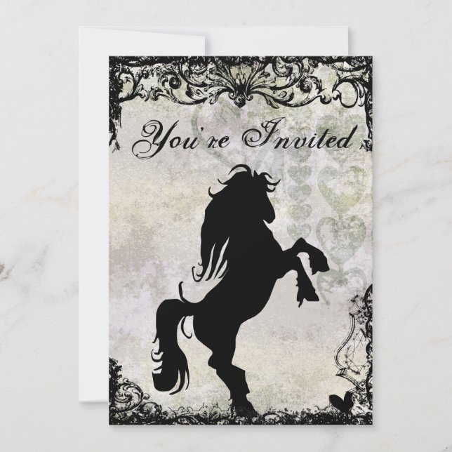 Belle Silhouette Cheval Anniversaire Invitation (Devant)