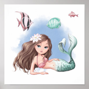 Belle Sirène avec Poster de Poisson
