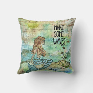 Belle Sirène Fais Quelques Vagues Coussin Jeté
