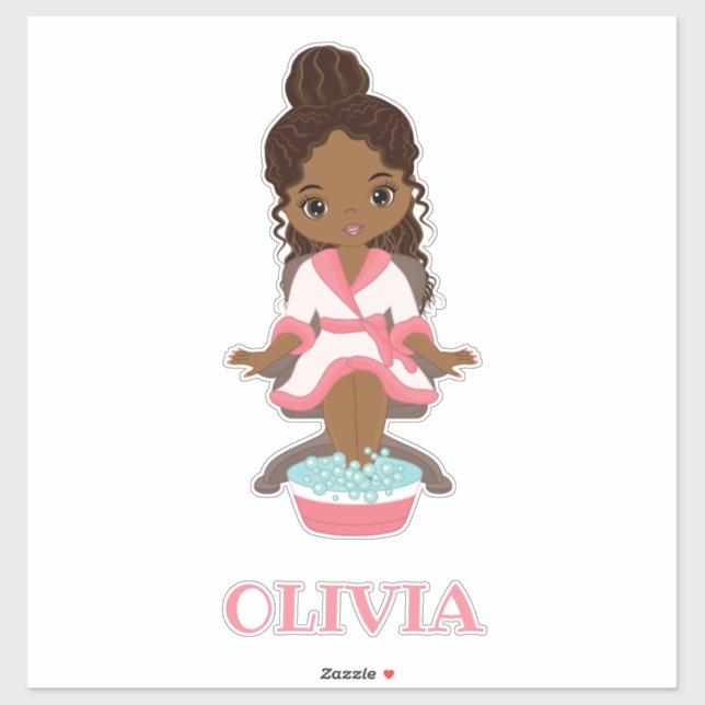 Belle Spa afro-américaine Girl Vinyl Sticker (Feuille)