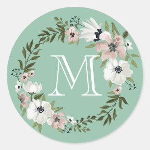 Belle Sticker rond Floral - menthe