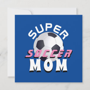 Belle Super Maman de Football Bleu Sportif Fête de