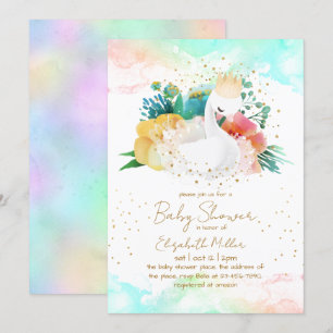 Belle Swan Baby Girl Douche Invitation