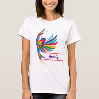 Belle T-shirt femme aux oiseaux colorés