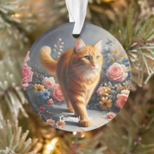 Belle Tabby Chat Orange et Fleurs