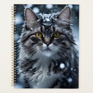 Belle Tabby Gris Chat dans la neige