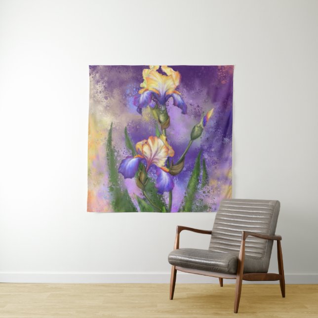 Belle tapisserie de fleurs d'Iris (En situation)