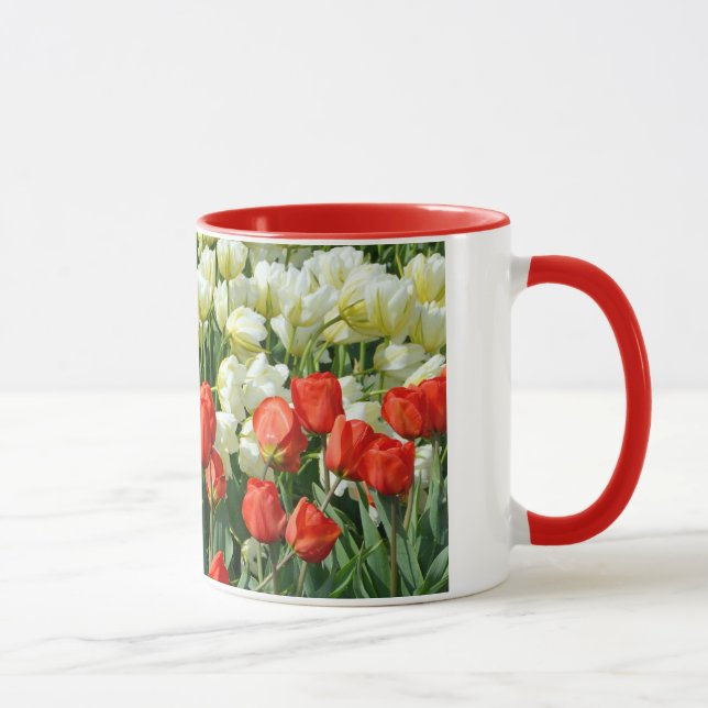 Belle tasse à café en tulipe rouge et blanc (Droite)