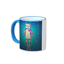 Belle tasse de café de robot de fille