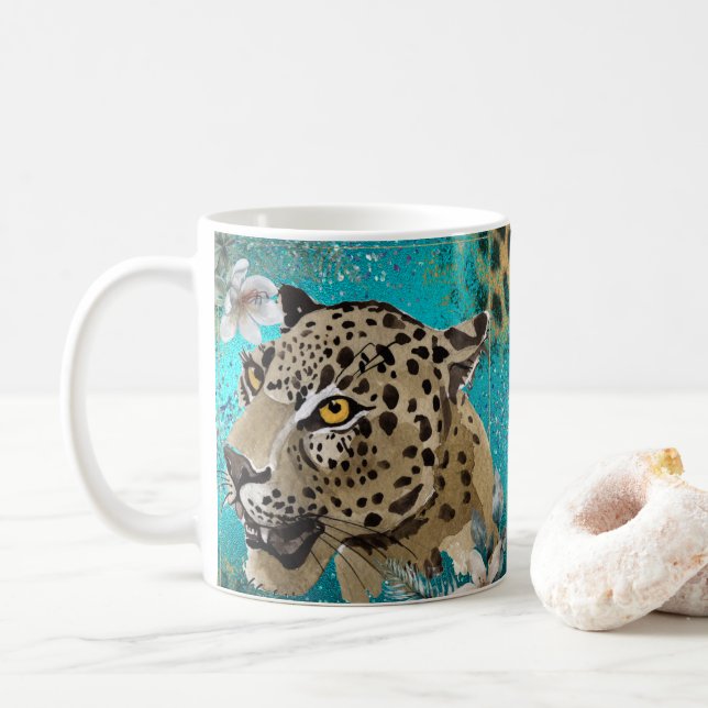 Belle tasse de café Leopard Cat, Coupe (Avec donut)