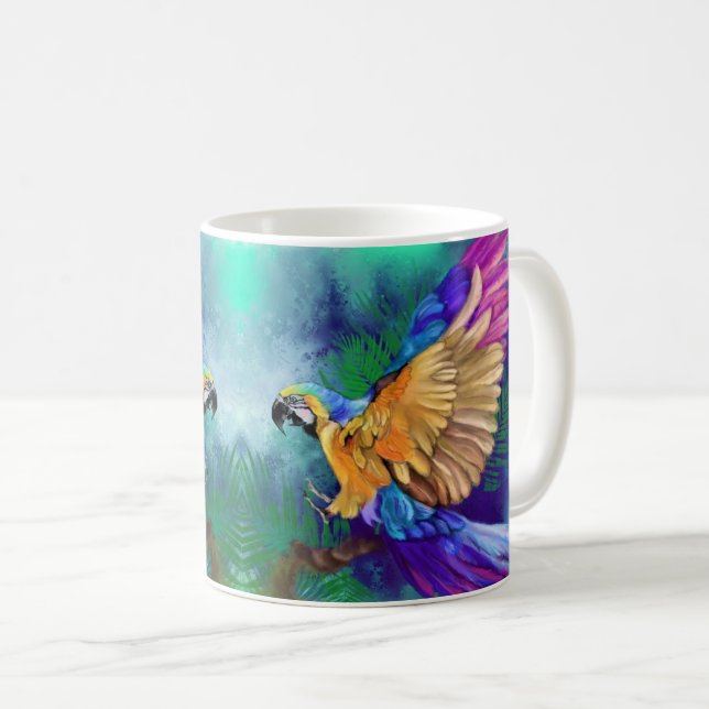 Belle tasse de café perroquet couleur (Devant droit)