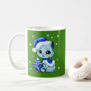 Belle tasse tirée par la main de chat de Noël pa