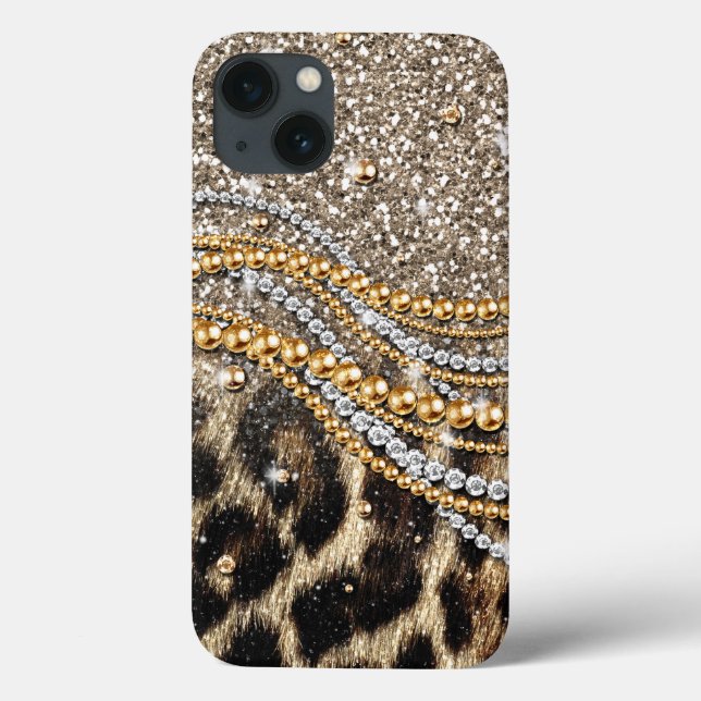 Belle Tendance Leopard Faux Poster de animal Coque (Verso)