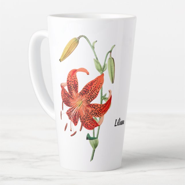 Belle Tigre Rouge Lily Floral Coffee Mug (Angle gauche)