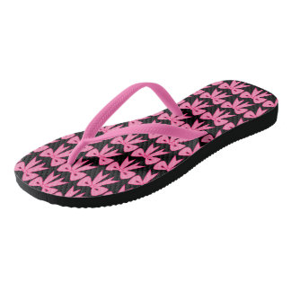 Belle tongs à cou rose rétro