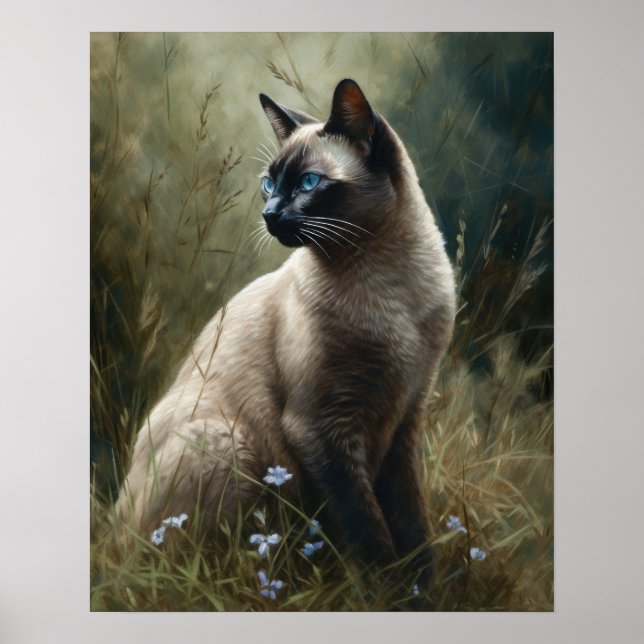 Belle Tonkinese Chat Art Imprimer Poster (Devant)