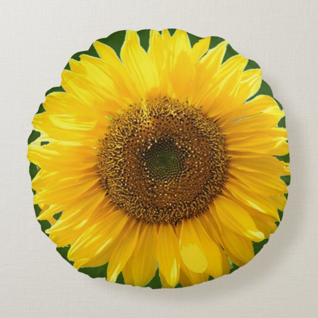 Belle tournesol sur Green Forest Coussin rond (Devant)