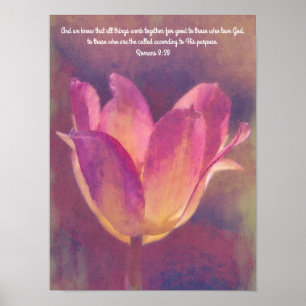 Belle Tulip Flower Art Bible Verse Poster
