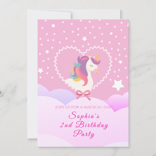 Belle Unicorn Invitation Anniversaire (Devant)
