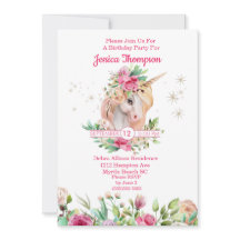 Belle Unicorn Stars Anniversaire Invitation