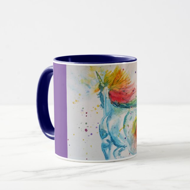 Belle Unicorne aquarelle art filles dames Mug (Devant gauche)
