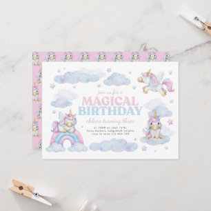 Belle Unicorne Premier Anniversaire Invitation Gir