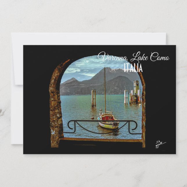 Belle Varenna Italie bateau photo carte postale (Devant)