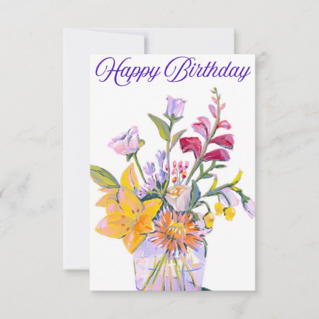 Belle Vase Florale Carte Anniversaire (Devant)