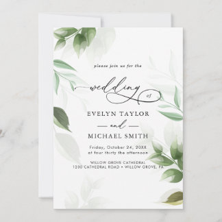 Belle Verdure Calligraphie Noire Invitation