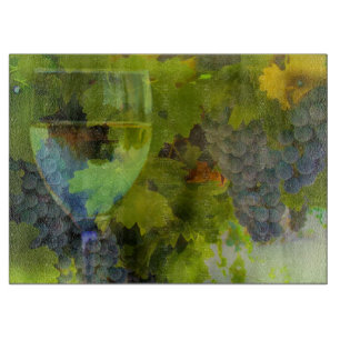Belle Verre de Vin et planche à découper de raisin