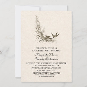 belle vintage oiseaux fiançailles invitations