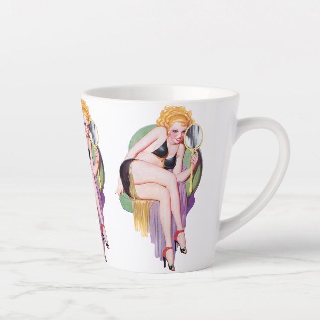 Belle Vintage Pin Up filles Latte Mug (Droite)