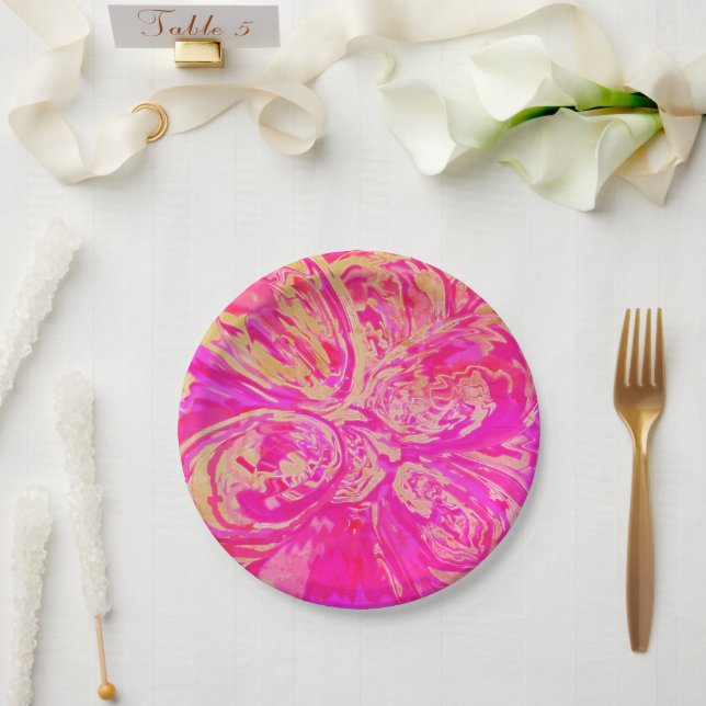 Belles assiettes en papier abstraites aux tons de  (Mariage)