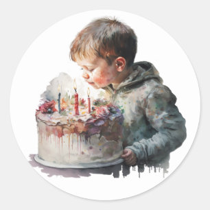 Belles autocollants aquarelle pour anniversaire