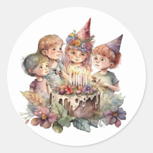 Belles autocollants d'anniversaire à l'aquarelle