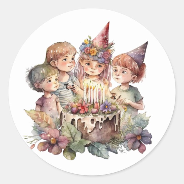 Belles autocollants d'anniversaire à l'aquarelle (Devant)