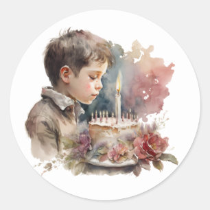 Belles autocollants d'anniversaire à l'aquarelle
