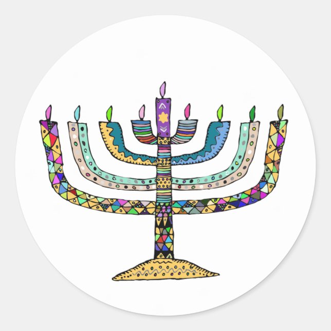 Belles autocollants de Menorah de Hanukkah en cade (Devant)