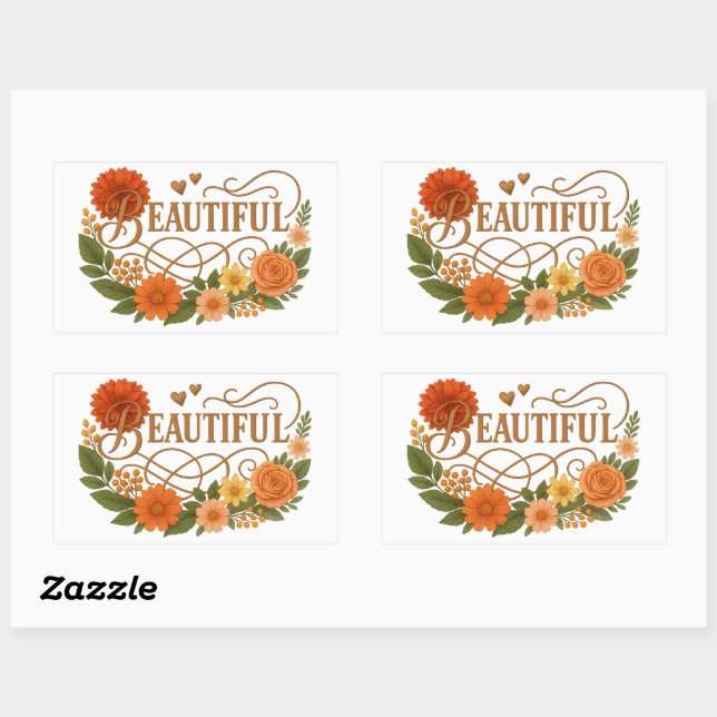 Belles Autocollants Rectangulaires de Style Brodé (Feuille)