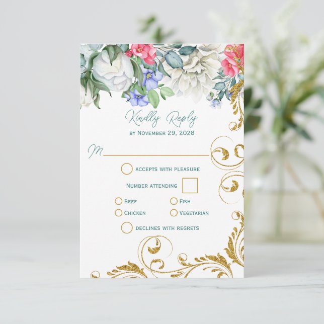 Belles Botaniques avec Faux Gold Swirls RSVP (Debout devant)