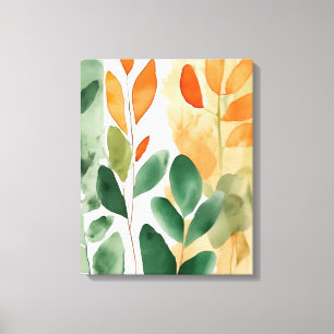 Belles Botaniques en Vert & Orange, Toile Art