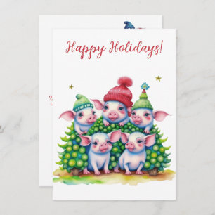 Belles cartes d'aquarelle pour cochons de vacances