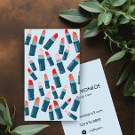 Belles cartes d'artiste maquillage rouge clair<br><div class="desc">Annoncez votre entreprise avec ces cartes sucrées ornées d'un charmant rouge à lèvres motif sur arrière - plan bleu clair. (avec icône instagram) Parfait pour les maquilleurs et les gourous de beauté. Consultez ma boutique pour plus de designs et de couleurs.</div>