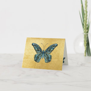Belles Cartes Dorées Papillon Bleu Vierges