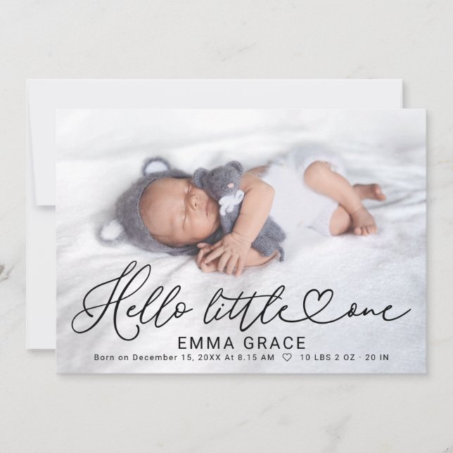 Belles Cartes Faire-part de naissance Photo Script (Devant)