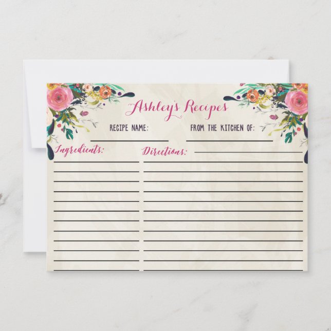 Belles cartes Floral Recette (Devant)